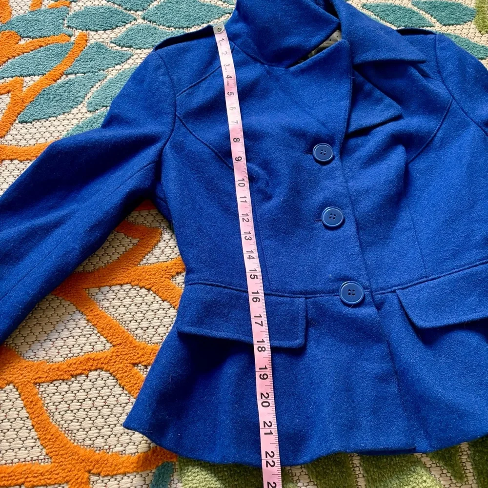 BEBE • Vintage Wool Blend Peplum Jacket in Royal Blue • EUC • Size XS - Picture 4 of 8